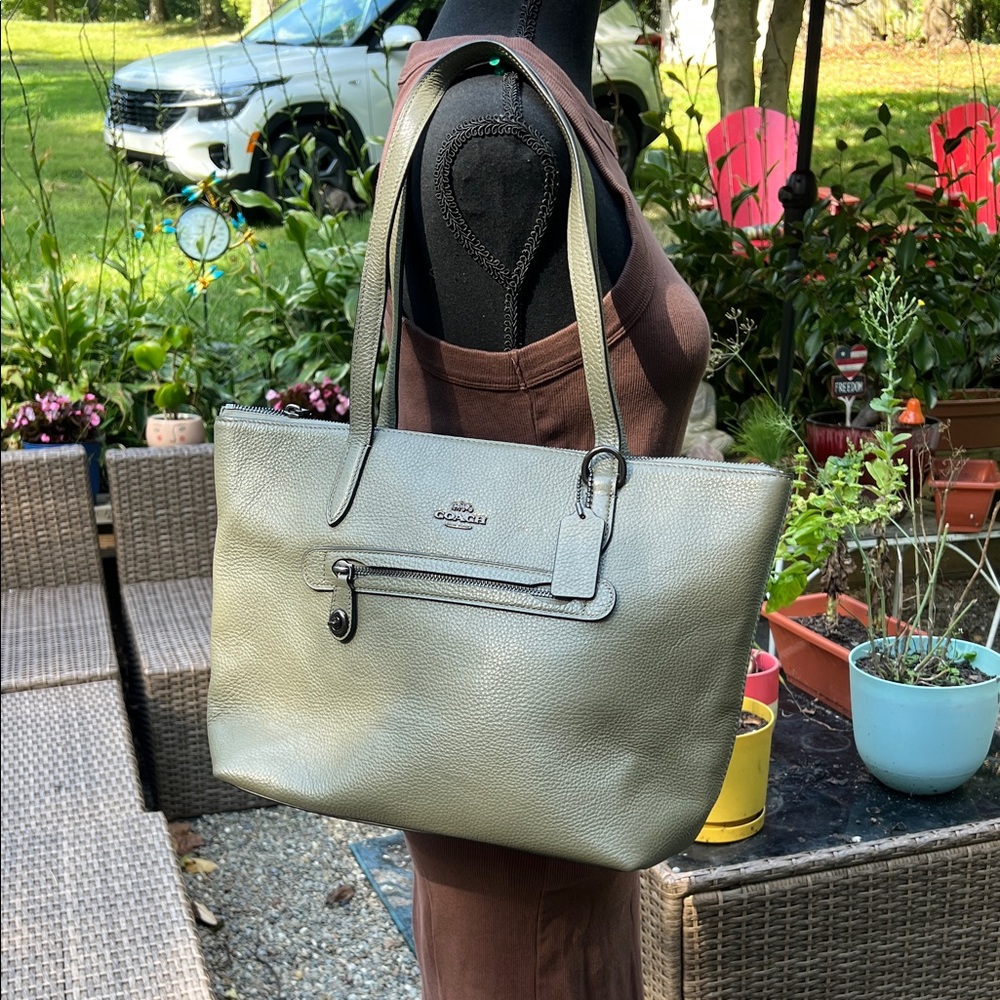 Coach Sage Green Leather Tote
